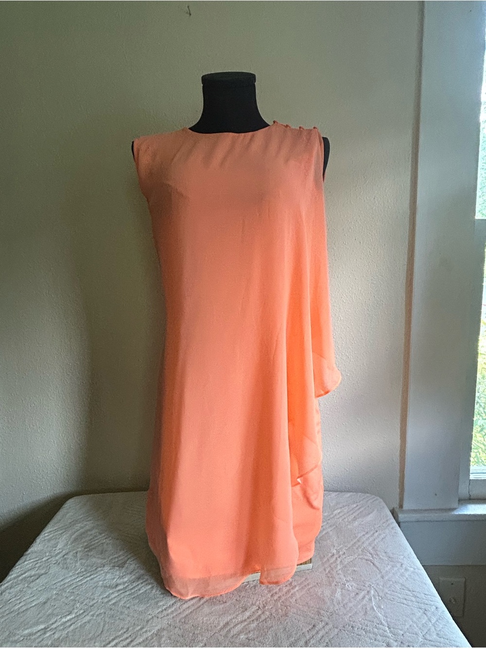 Gianni Bini Peach Shift Dress with Draped Side- NWT